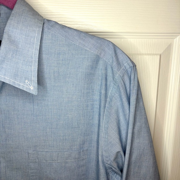 J. Crew Factory Light Blue Slim Flex Casual Button Down Shirt Waterfall Blue L - Picture 7 of 12